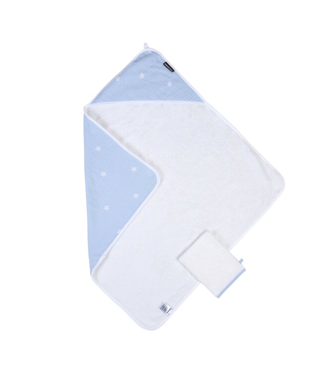 Childhome Childhome - Baby Badcape + Washandje - 80x80 Cm - Mousseline - Flower