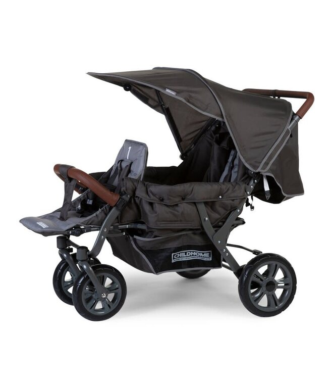 Childhome Childhome - Triplet Wandelwagen + Regenhoes + Zonnekap - Staal + Tedelon - Antraciet