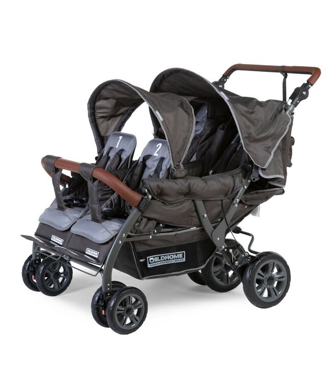 Childhome Childhome - Quadruple Autobrake Wandelwagen Antraciet 4 Kinderen + Rc+Sc