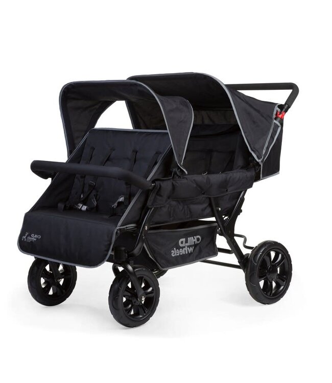 Childhome Childhome - Two By Two Wandelwagen + Regenhoes + Zonnekap - Staal + Tedelon - Zwart