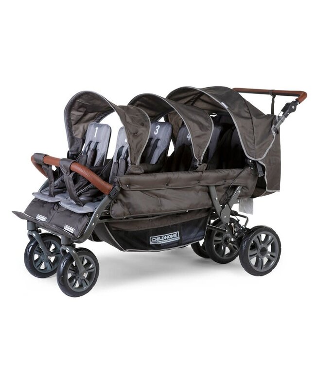 Childhome Childhome - Sixseater Wandelwagen Met Autobrake + Regenhoes + Zonnekappen - Antraciet