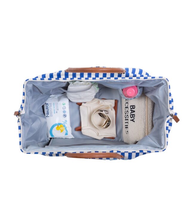 Childhome Childhome - Mommy Bag Â® Verzorgingstas - Stripes - Electric Blue/Light Blue