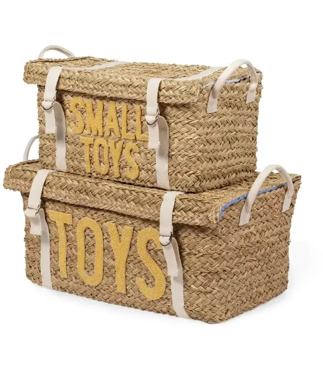 Childhome Childhome - Rattan Opbergmanden + Riemen - Set Van 2 - Geel