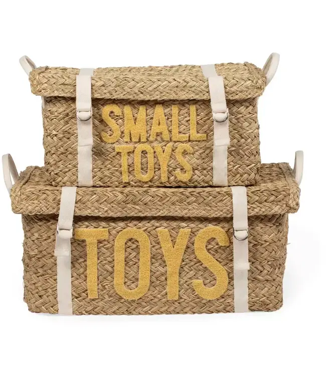 Childhome Childhome - Rattan Opbergmanden + Riemen - Set Van 2 - Geel