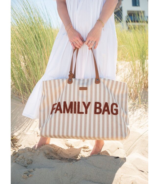 Childhome Childhome - FAMILY BAG STREPEN - NUDE/TERRACOTTA
