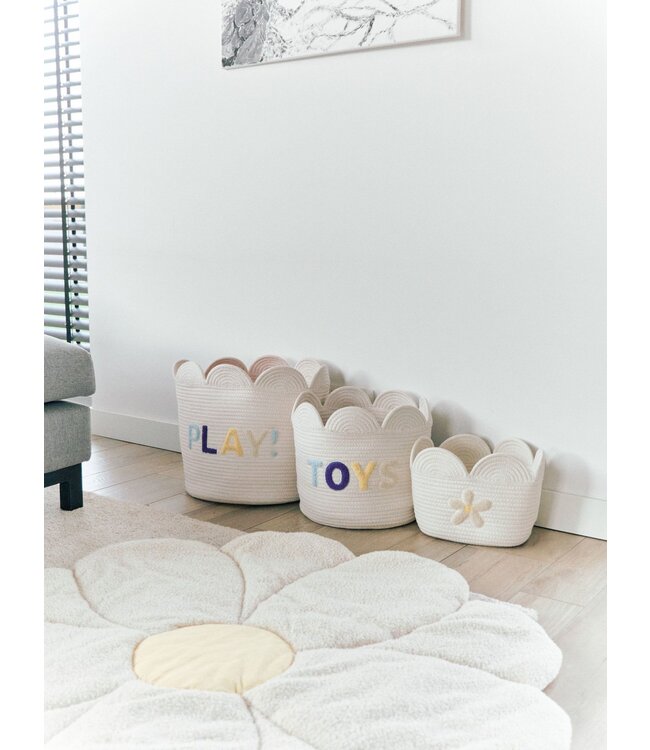 Childhome Childhome - Opbergmand - 30x30x30 Cm - Flower ecru