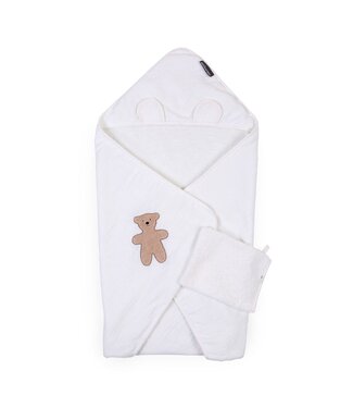 Childhome Childhome - Baby Badcape + Washandje - 80x80 Cm - Mousseline / Terry Teddy