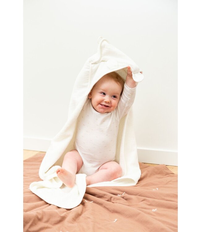 Childhome Childhome - Baby Badcape + Washandje - 80x80 Cm - Mousseline / Terry Teddy