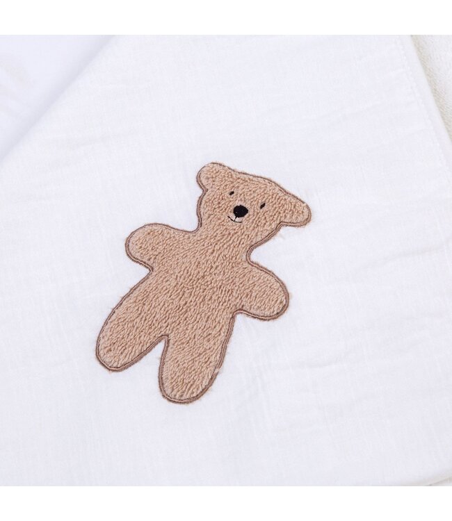 Childhome Childhome - Baby Badcape + Washandje - 80x80 Cm - Mousseline / Terry Teddy