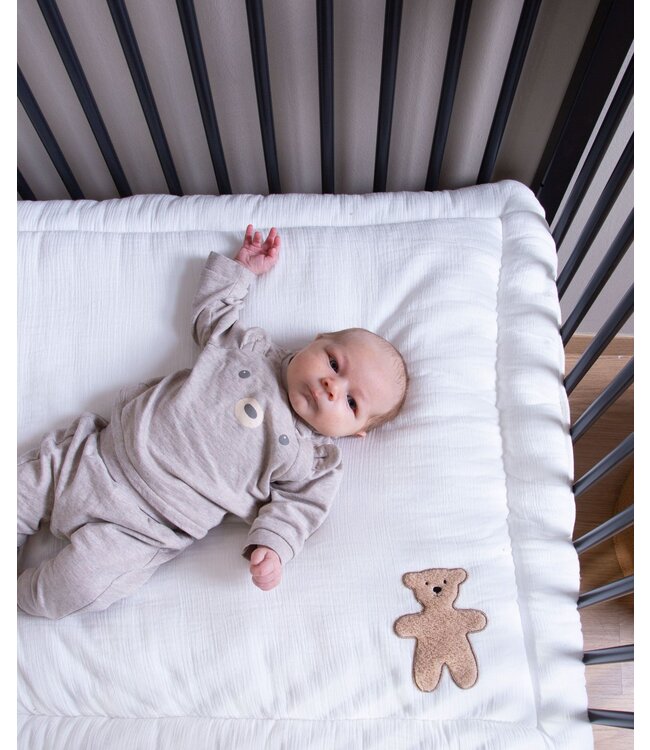 Childhome Childhome - Parklegger - 75x95 Cm - Jersey Melange Beige / Mousseline Teddy