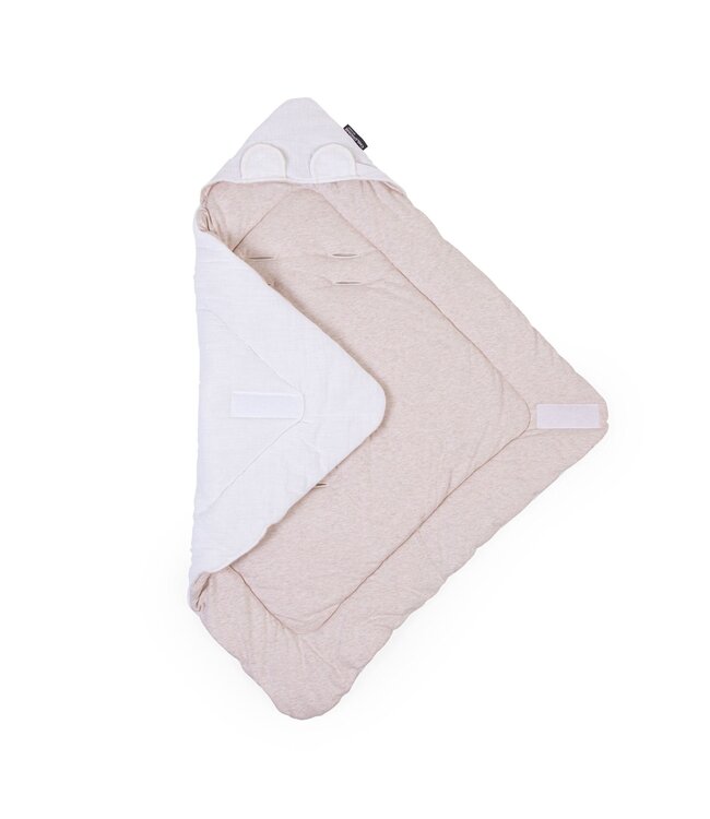 Childhome Childhome - Wikkeldeken Universeel - 75x75 Cm - Jersey Melange Beige / Mousseline Teddy