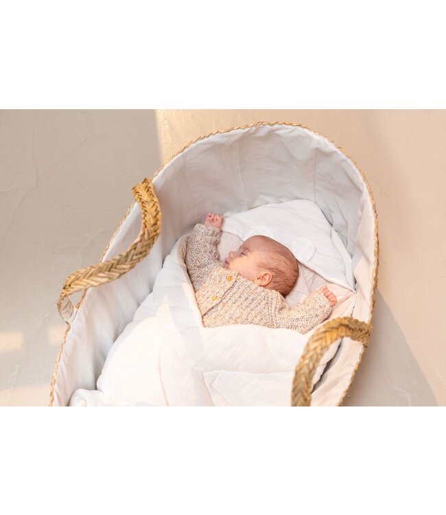 Childhome Childhome - Wikkeldeken Universeel - 75x75 Cm - Jersey Melange Beige / Mousseline Teddy