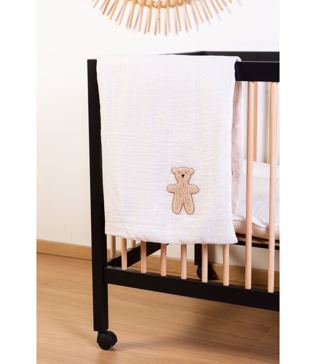Childhome Childhome - Babydeken - 80x100 Cm - Jersey Melange Beige / Mousseline Teddy