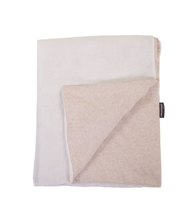 Childhome Childhome - Babydeken - 80x100 Cm - Jersey Melange Beige / Mousseline Teddy