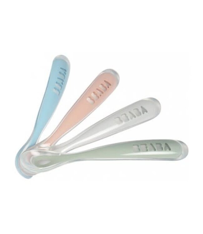Beaba Beaba - Set van 4 siliconenlepels 1ste leeftijd - Eucalyptus (windy blue+eucalyptus green+light mist+oudroze)