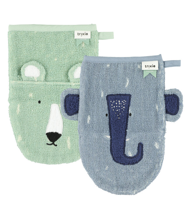 Trixie Trixie - Washandje  2-pack | Mr. Polar Bear - Mrs. Elephant