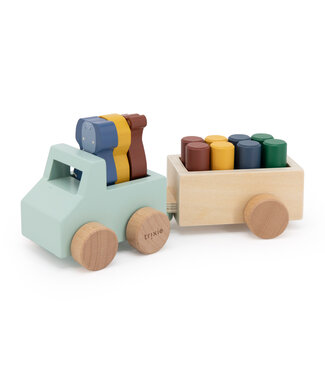 Trixie Trixie - Houten dierenauto met aanhangwagen
