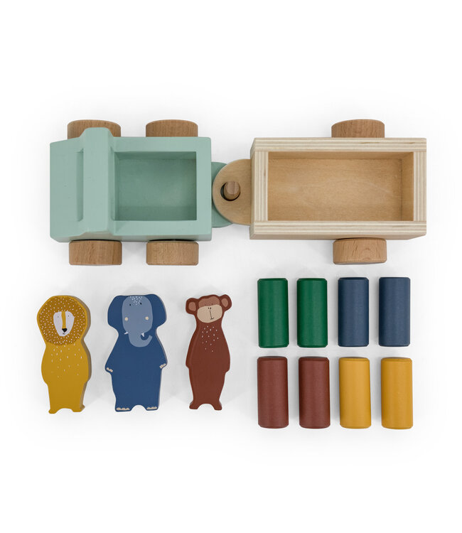 Trixie Trixie - Houten dierenauto met aanhangwagen