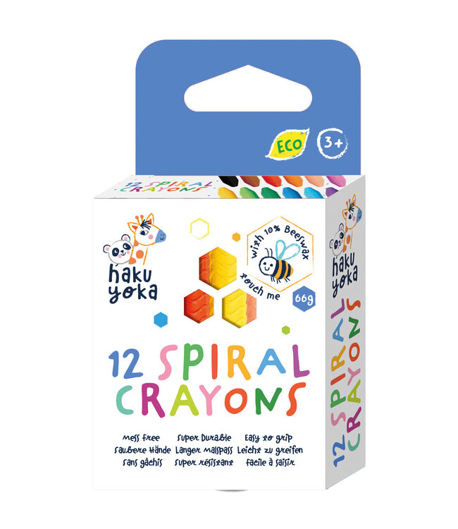 Haku Yoka Haku Yoka - 12 WASKRIJTJES in SPIRAALVORM, bevat 10% bijenwas,  in doos 6x2x11cm, 3+