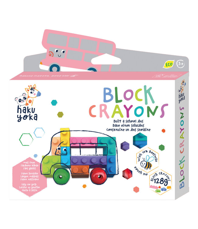 Haku Yoka Haku Yoka - WASKRIJTJES in BLOKVORM 18x3x17,5cm, gemengde modellen, bevat 10% bijenwas, in display 37x16x30,7cm, 3+