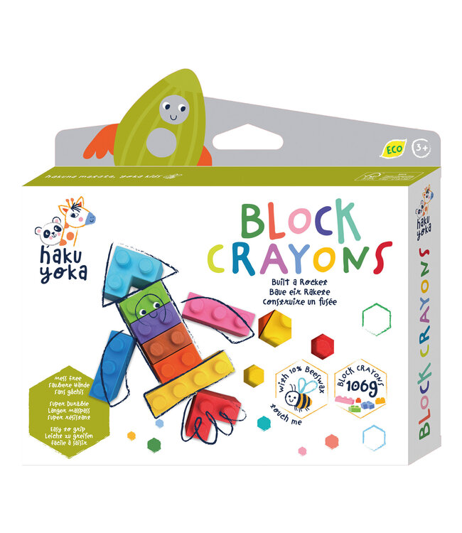 Haku Yoka Haku Yoka - WASKRIJTJES in BLOKVORM 18x3x17,5cm, gemengde modellen, bevat 10% bijenwas, in display 37x16x30,7cm, 3+