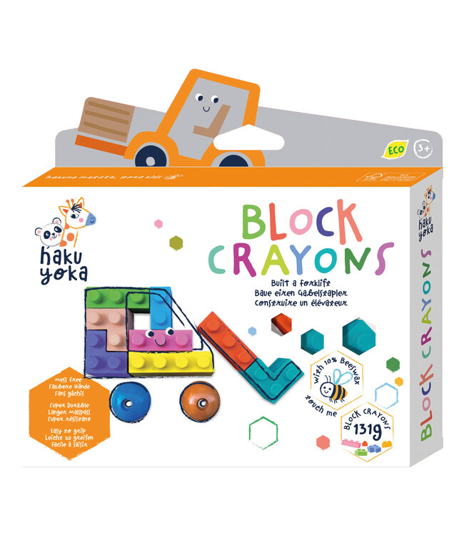 Haku Yoka Haku Yoka - WASKRIJTJES in BLOKVORM 18x3x17,5cm, gemengde modellen, bevat 10% bijenwas, in display 37x16x30,7cm, 3+