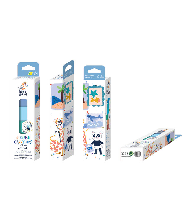 Haku Yoka Haku Yoka - WASKRIJTJES in KUBUS- of EIKELVORM, 20 gemengde modellen, bevat 10% bijenwas, in display 24,8x17,5x37cm, 3+