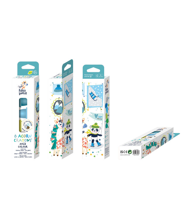 Haku Yoka Haku Yoka - WASKRIJTJES in KUBUS- of EIKELVORM, 20 gemengde modellen, bevat 10% bijenwas, in display 24,8x17,5x37cm, 3+