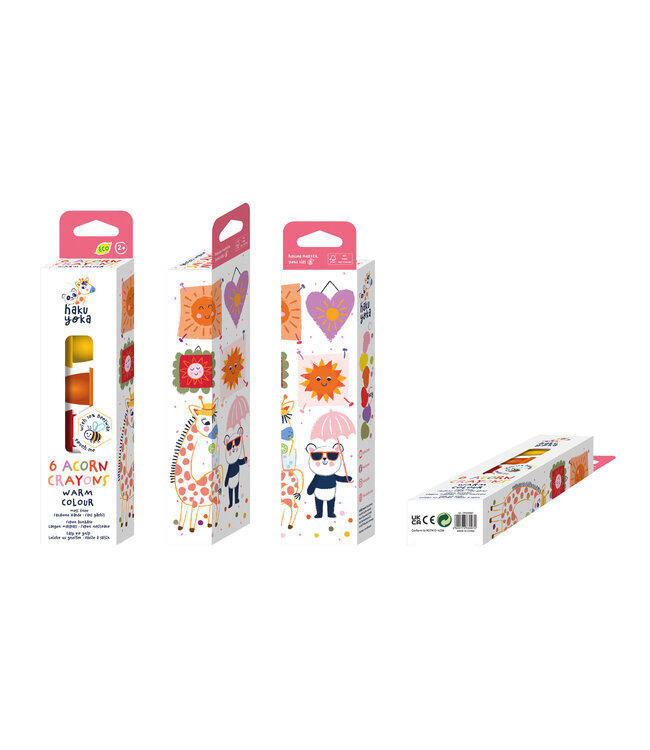 Haku Yoka Haku Yoka - WASKRIJTJES in KUBUS- of EIKELVORM, 20 gemengde modellen, bevat 10% bijenwas, in display 24,8x17,5x37cm, 3+