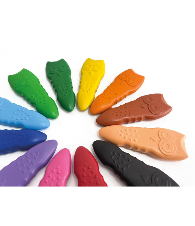 Haku Yoka Haku Yoka - WASKRIJTJES met LACHEND GEZICHTJE of UILVORM 20,4x16x23cm, 8 stuks, bevat 10% bijenwas, in display 24,8x17,5x37cm, 3+