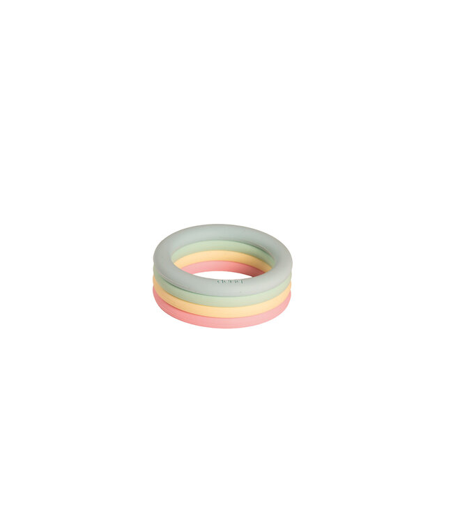 Dena Dëna - Pastel: RINGEN 4x, in silicone, in doos, 0m+