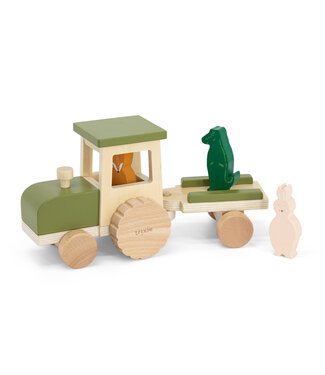 Trixie Trixie - Houten tractor met aanhangwagen