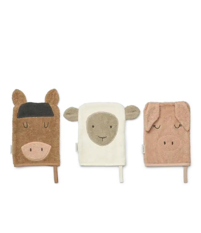 Liewood Liewood - Sylvester Farm Washcloth 3-Pack - Pale tuscany mix