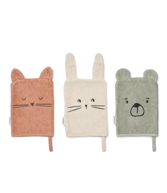 Liewood Liewood - Sylvester Classic Washcloth 3-Pack - Dove blue mix