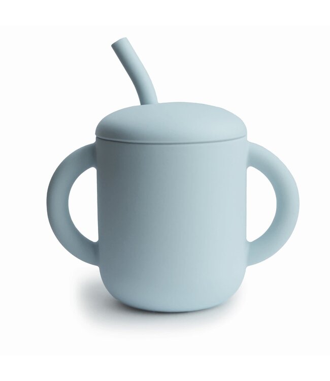 Mushie Mushie - Training Cup + Straw -  Powder Blue
