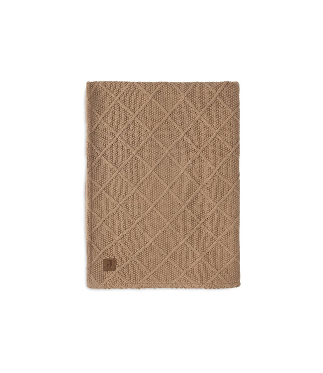 Jollein Jollein - Deken Wieg 75x100cm Check Knit Biscuit/Teddy Fleece