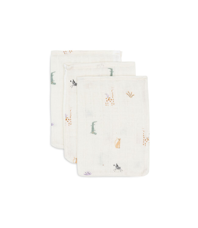 Jollein Jollein - Hydrofiel Washandje 15x20cm Jungle Jambo (3pack)