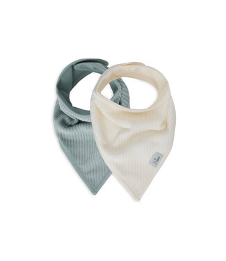Jollein Jollein - Slab Bandana Velvet Rib Sea Green/Ivory (2pack)