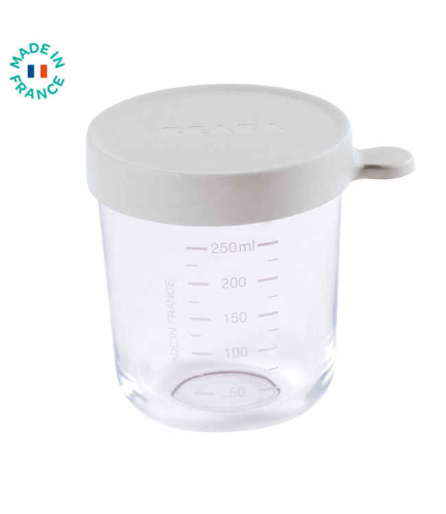 Beaba Beaba - Glazen bewaarpotje 250ml mistgrijs