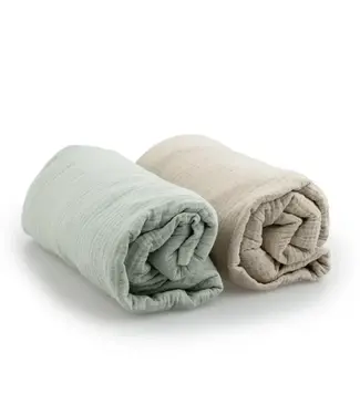 Yunioo Yunioo -  Crib Sheet set - Cream / Sage