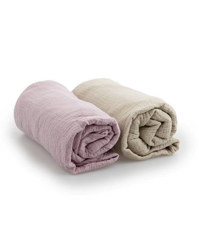 Yunioo Yunioo -  Crib Sheet set - Cream / Mauve