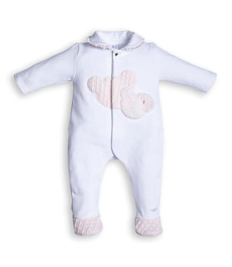 First First - white/pink rompersuit 2 teddy bears