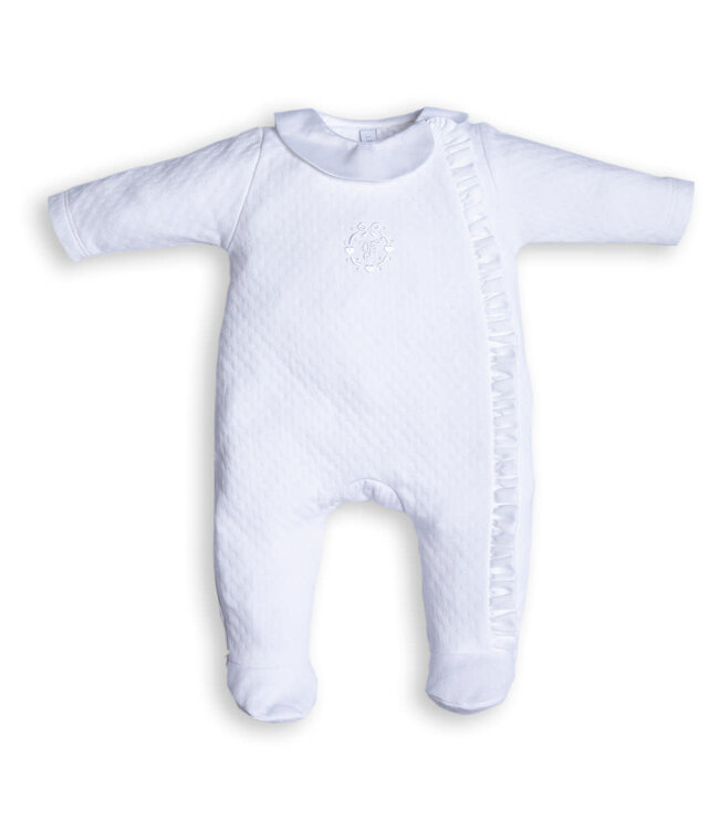 First First - white rompersuit froufrou