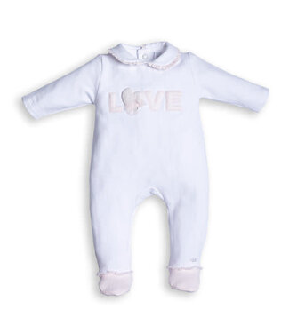 First First - White pink rompersuit LOVE