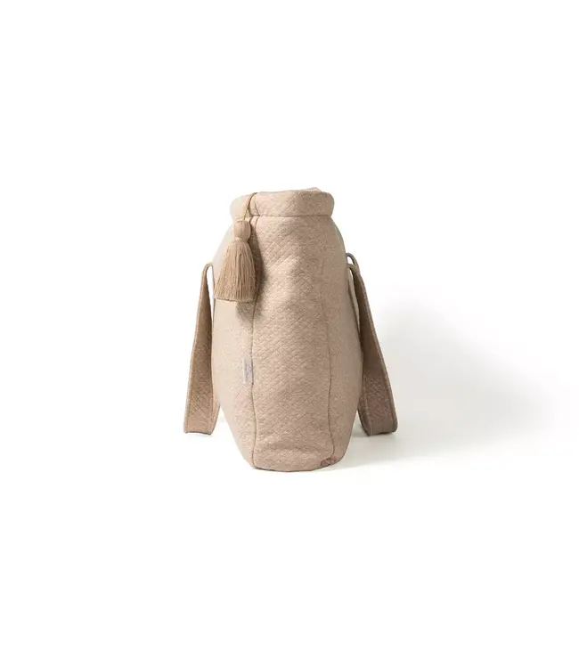 Living Nature Living Nature - Living Nature weekendtas Chantal in losange camel met bijhorende flosh groot - zonder borduring