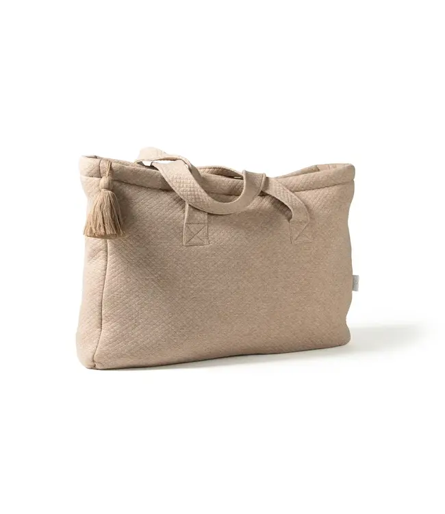 Living Nature Living Nature - Living Nature weekendtas Chantal in losange camel met bijhorende flosh groot - zonder borduring