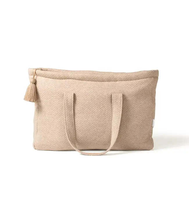 Living Nature Living Nature - Living Nature weekendtas Chantal in losange camel met bijhorende flosh groot - zonder borduring