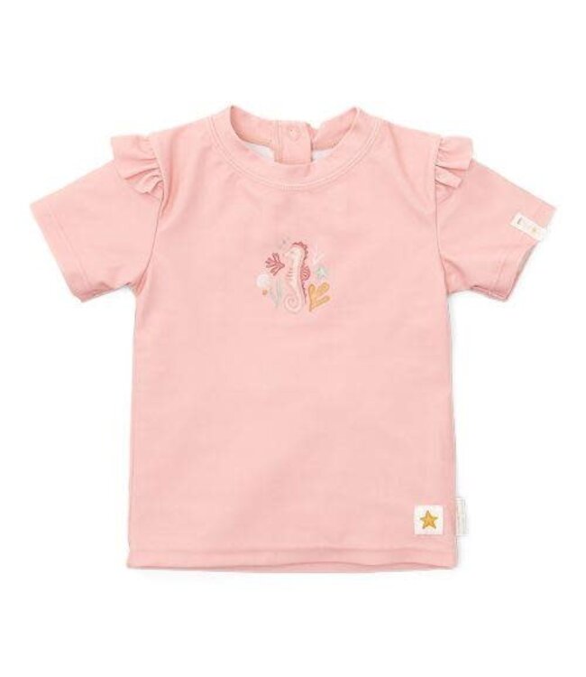 Little Dutch Little Dutch -Zwem T-shirt korte mouw ruches Seahorse Pink