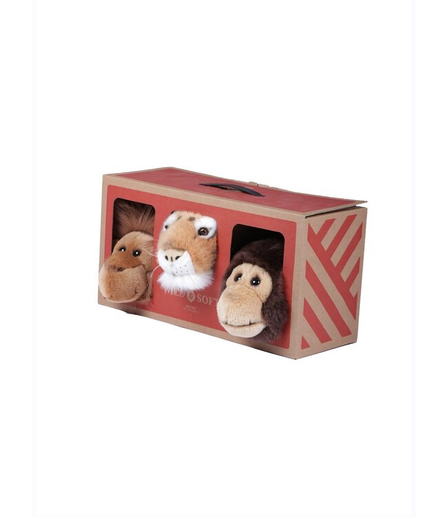 Wild & Soft Wild & Soft - Jungle box: set v. 3 kl.kopjes (orang-oetan/tijger/aap) m/doos