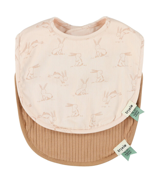 Trixie Trixie - Newborn bib 2-pack mix | Small - Rosy Rabbit